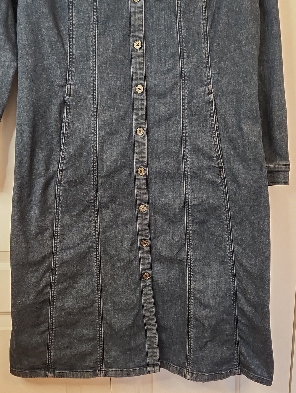 BODEN Laura Denim Button Front Stretch Shirt Dress Size 16L - Picture 5 of 16